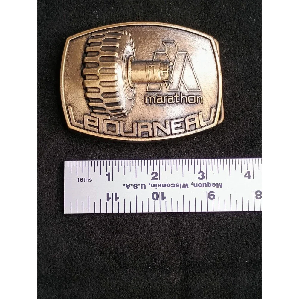 Marathon LeTourneau Heavy Equipment Vintage Brass Belt Buckle Construction Promo